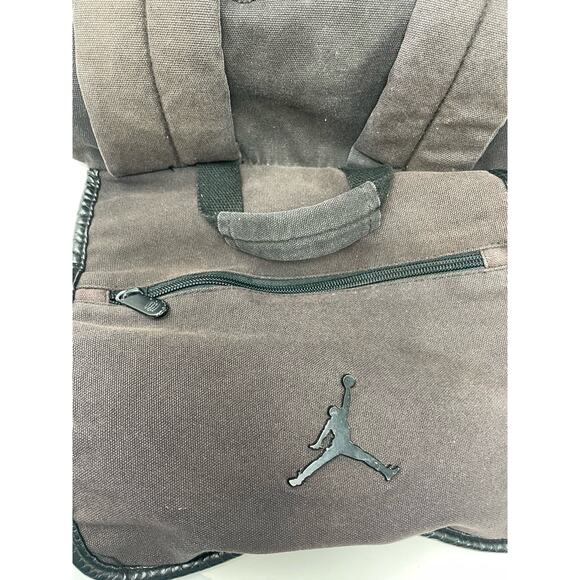 Nike Air Jordan Canvas Backpack Brown‎ Drawstring Adjustable Pockets FLAWED - Picture 5 of 16